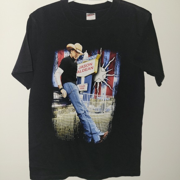 Anvil Other - Jason Aldean 2008 Tour T-Shirt Men's Size Small Black Double Sided Country Music